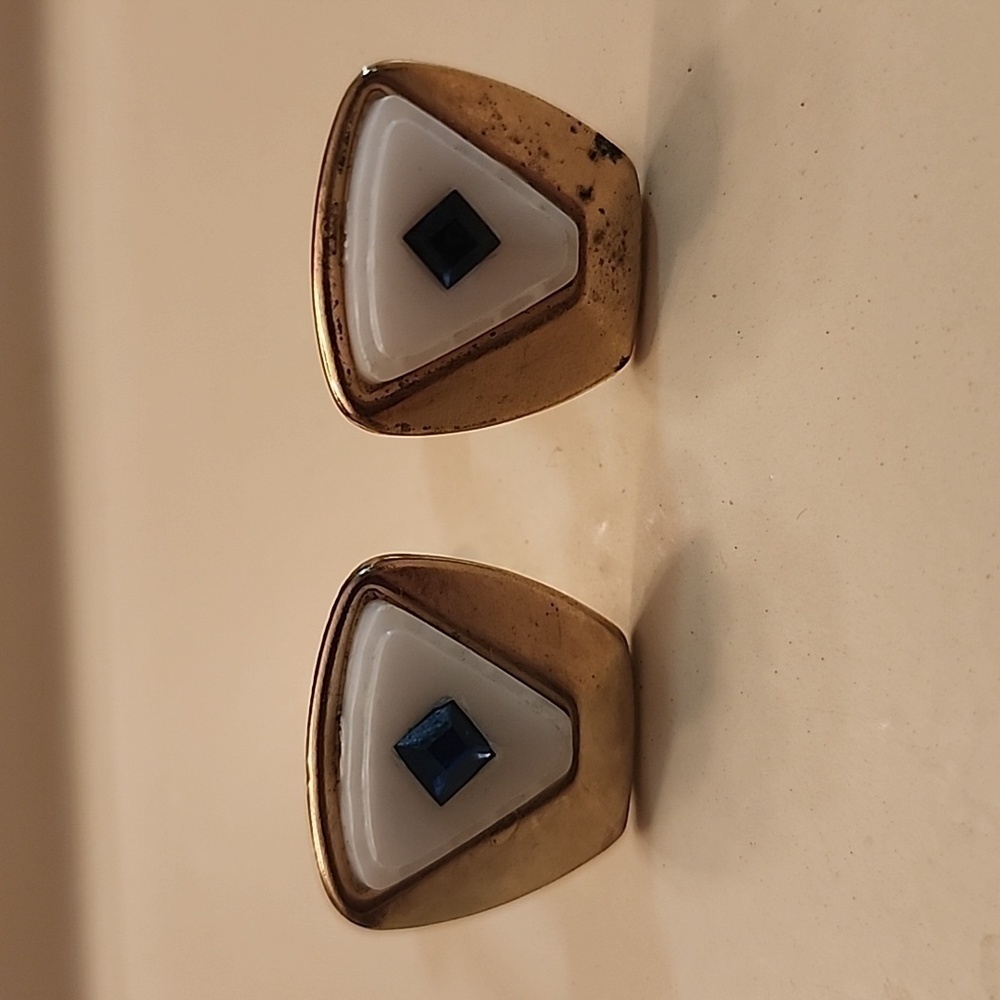 Cuff Links Men's Vintage Blue and White